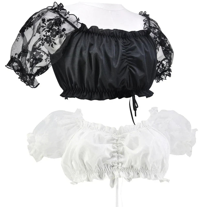 Fabienne Ruched Trim Puff Sleeve Dirndl Blouse