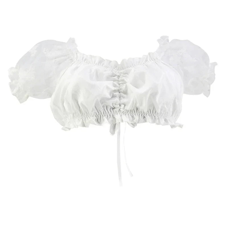 Fabienne Ruched Trim Puff Sleeve Dirndl Blouse