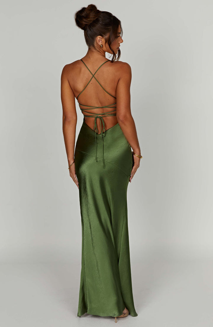 Jeda Slit Satin Maxi Dress