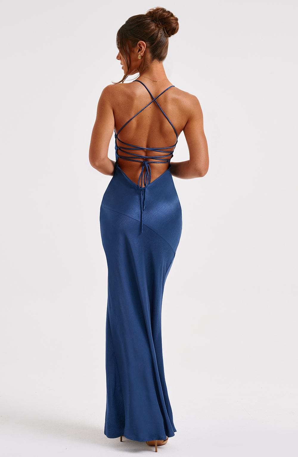 Rue Lace Up Satin Maxi Dress