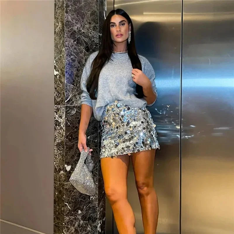 Brigitte Oversized Sequin Mini Skirt