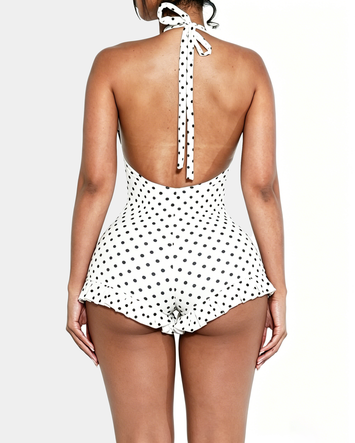 Ella Polka Dot Halter Swim Dress