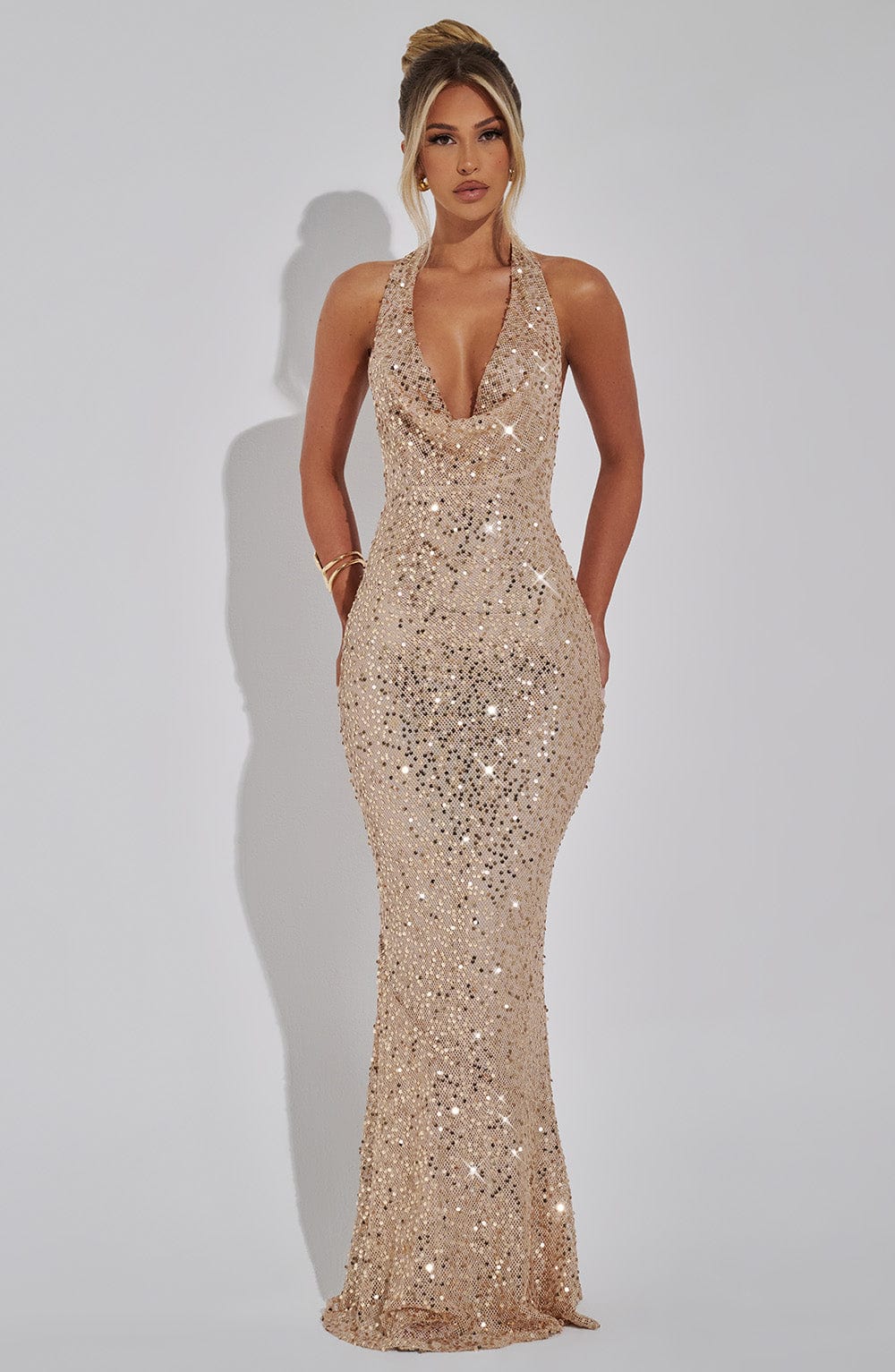 Stella Sequin Open Back Maxi Dress
