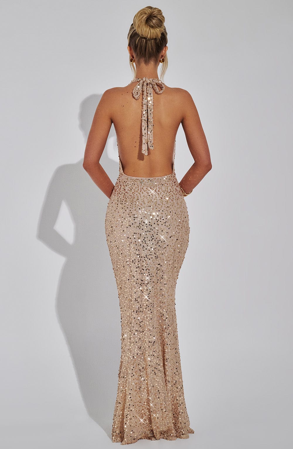 Stella Sequin Open Back Maxi Dress