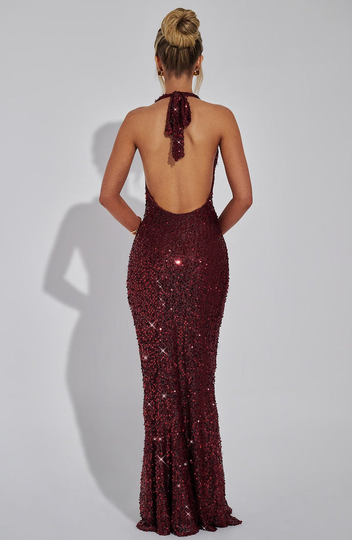 Ava Embellished Plunge Maxi Dress