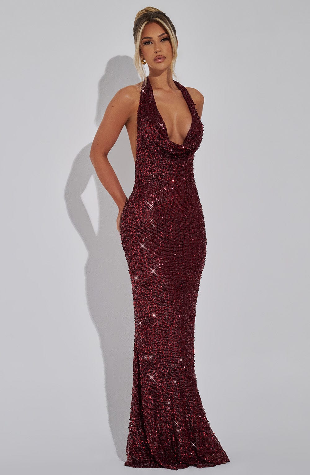 Ava Embellished Plunge Maxi Dress