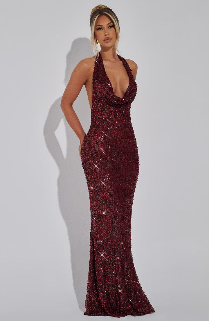 Ava Embellished Plunge Maxi Dress