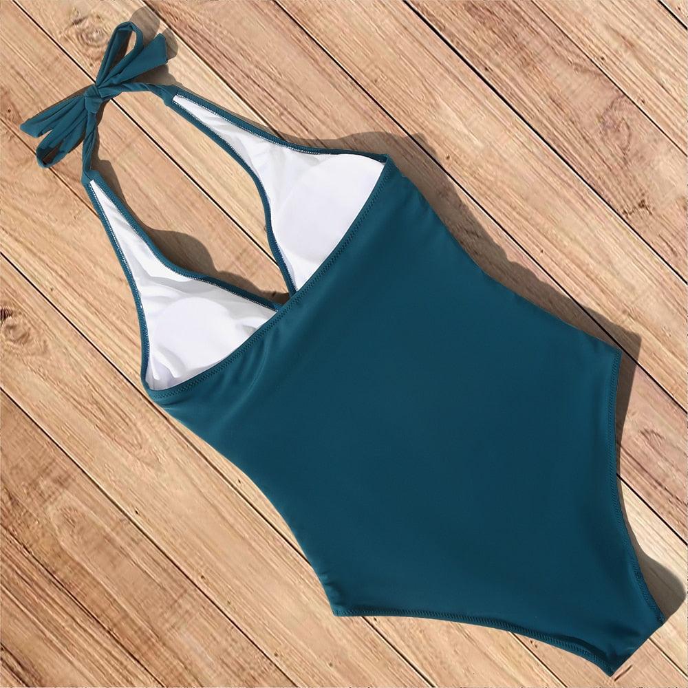 Hilda Tropical Plunge One-Piece Swimsuit