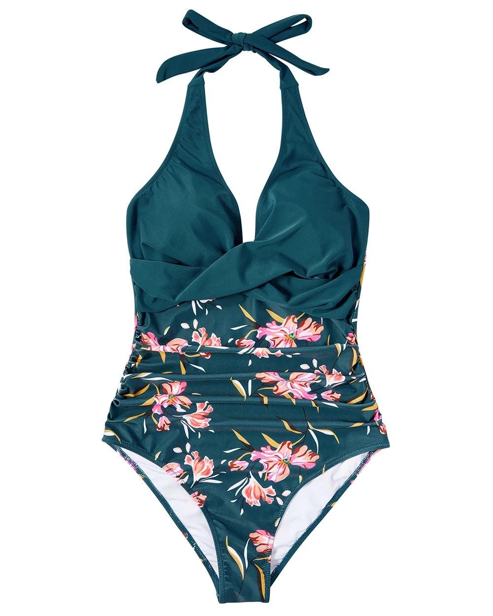 Hilda Tropical Plunge One-Piece Swimsuit