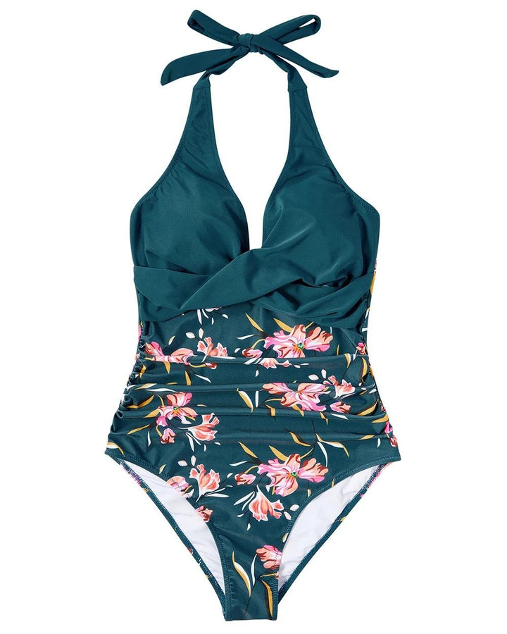 Hilda Tropical Plunge One-Piece Swimsuit