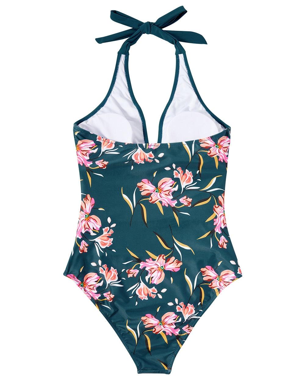 Hilda Tropical Plunge One-Piece Swimsuit