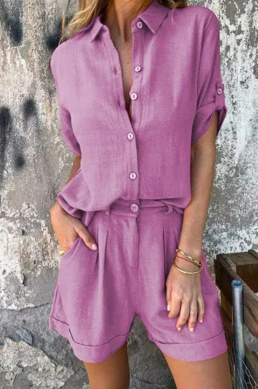 Jamie Linen Shirt Romper