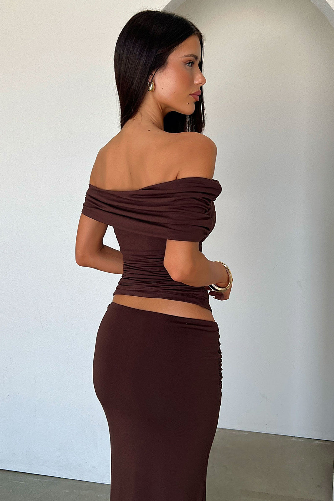 Malika Hardware Detail Draped Maxi Skirt