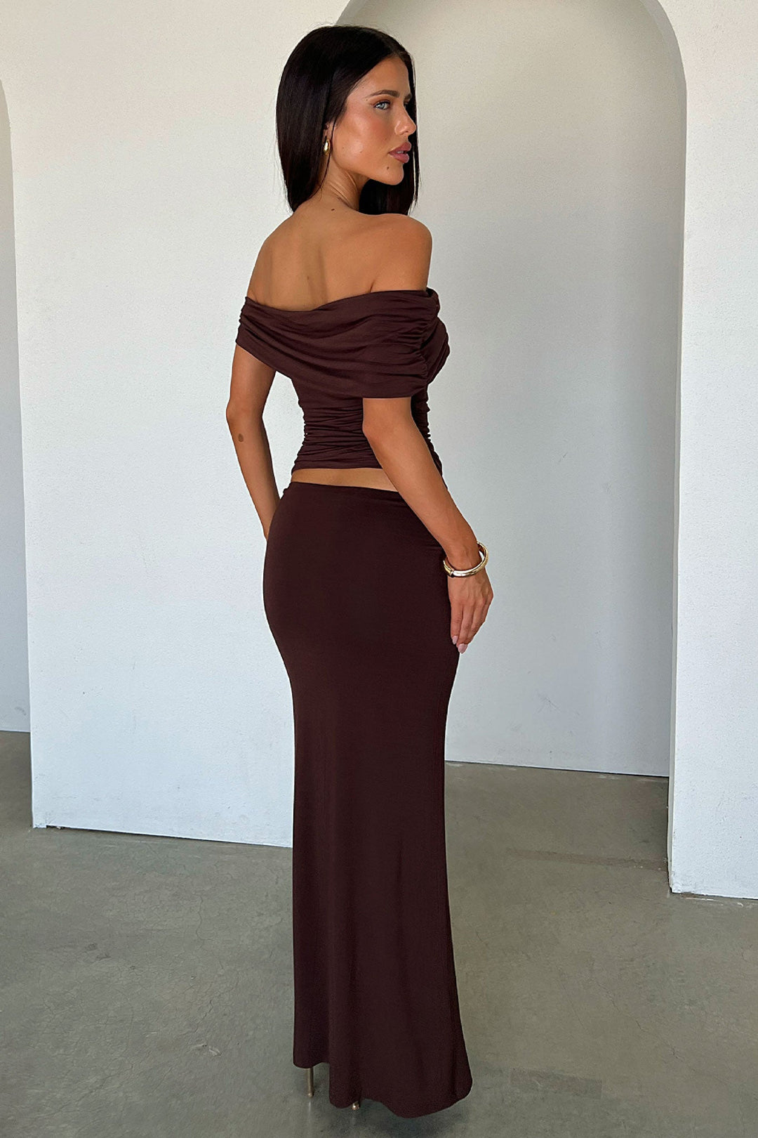 Malika Hardware Detail Draped Maxi Skirt