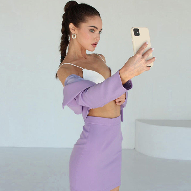 Janessa Cropped Blazer & Mini Skirt Set