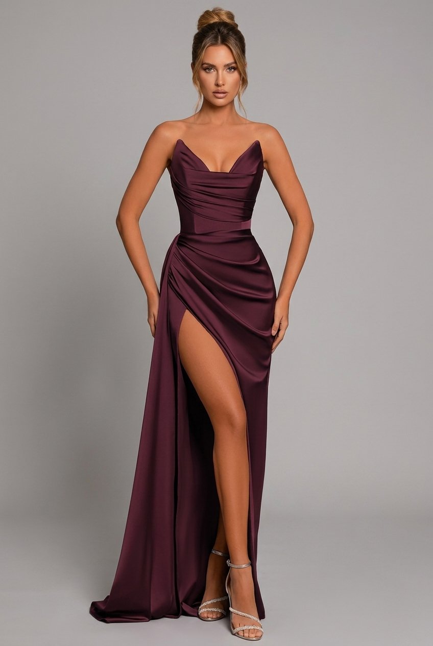 Agatha Draped Strapless Maxi Dress