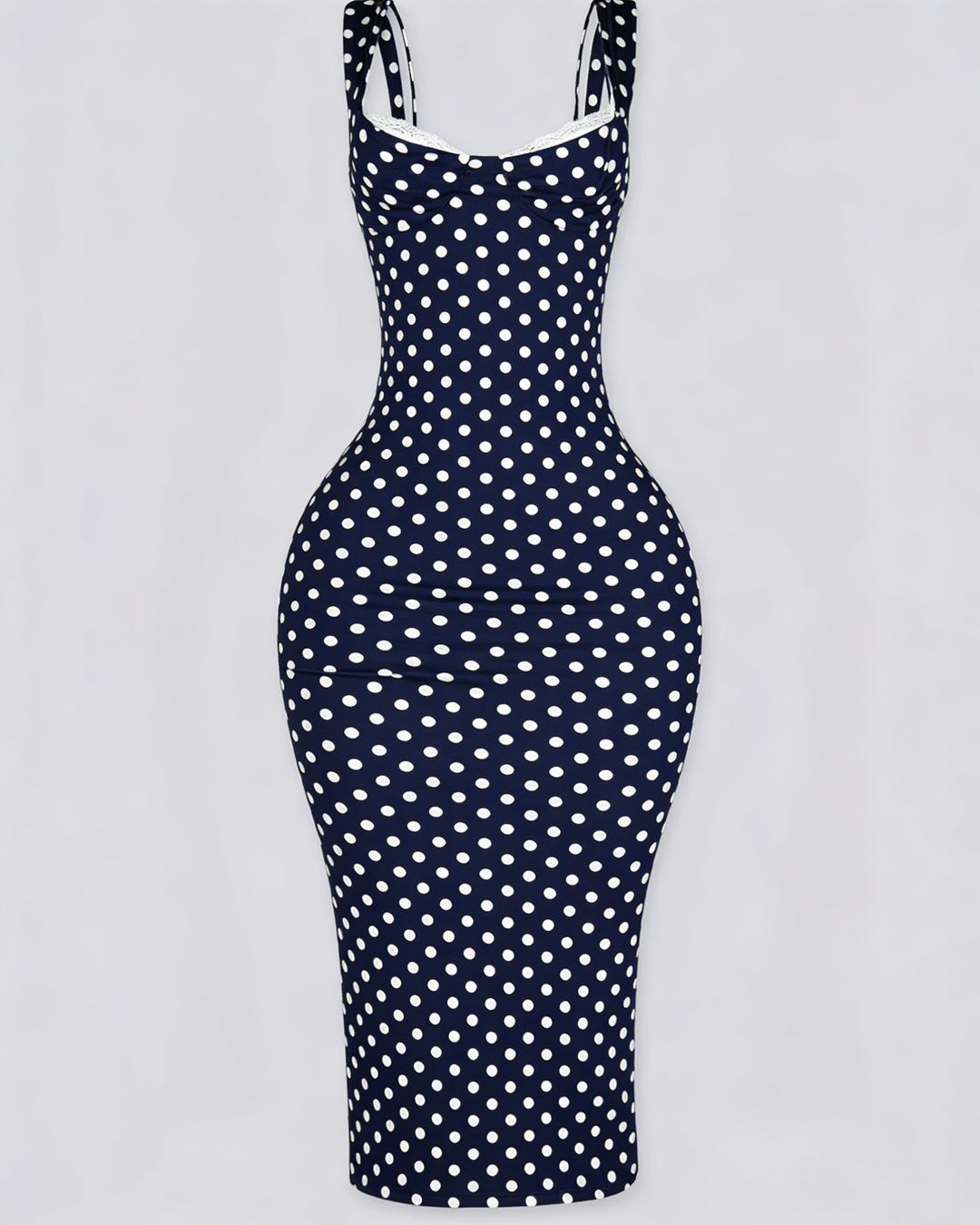 Lena Polka Dot Bodycon Midi Dress