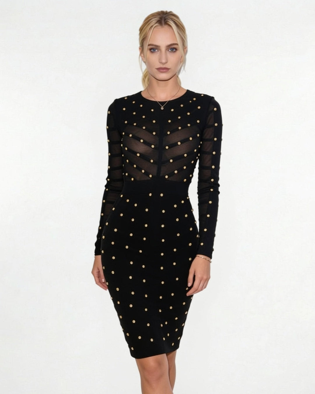 Reverie Embellished Sheer Mesh Midi Dress
