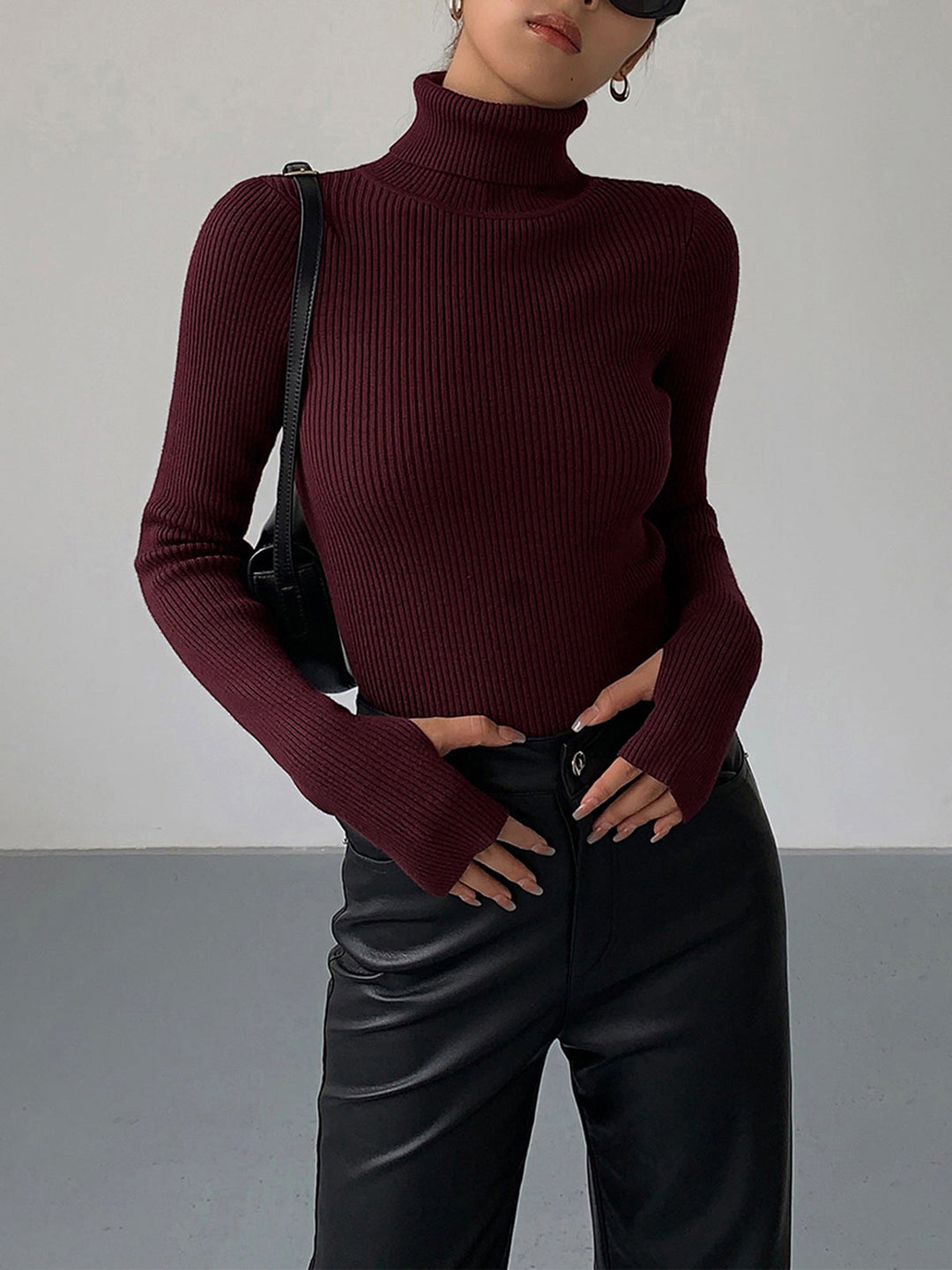 Vanya Ribbed Turtleneck Top