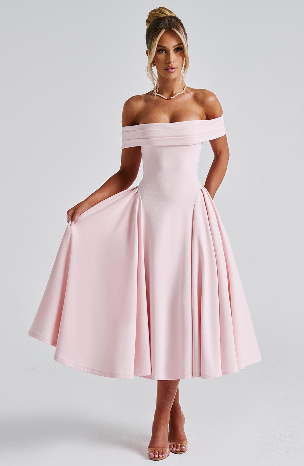 Bea Off Shoulder A Line Midi Dress