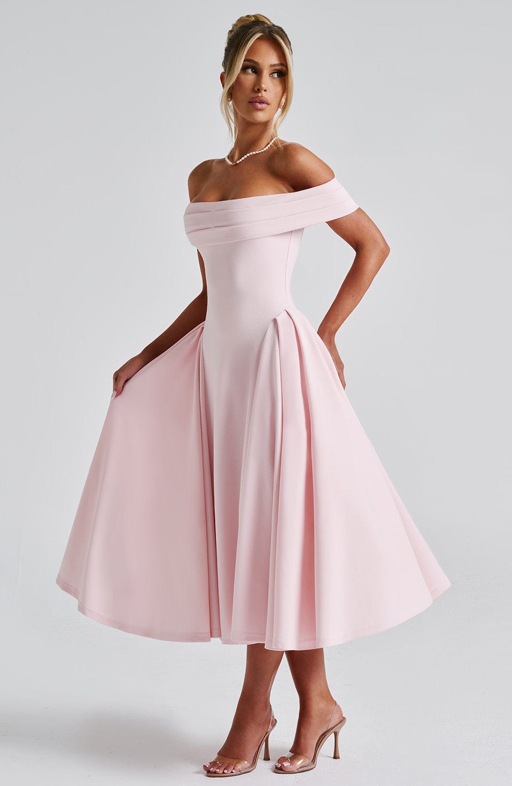 Bea Off Shoulder A Line Midi Dress