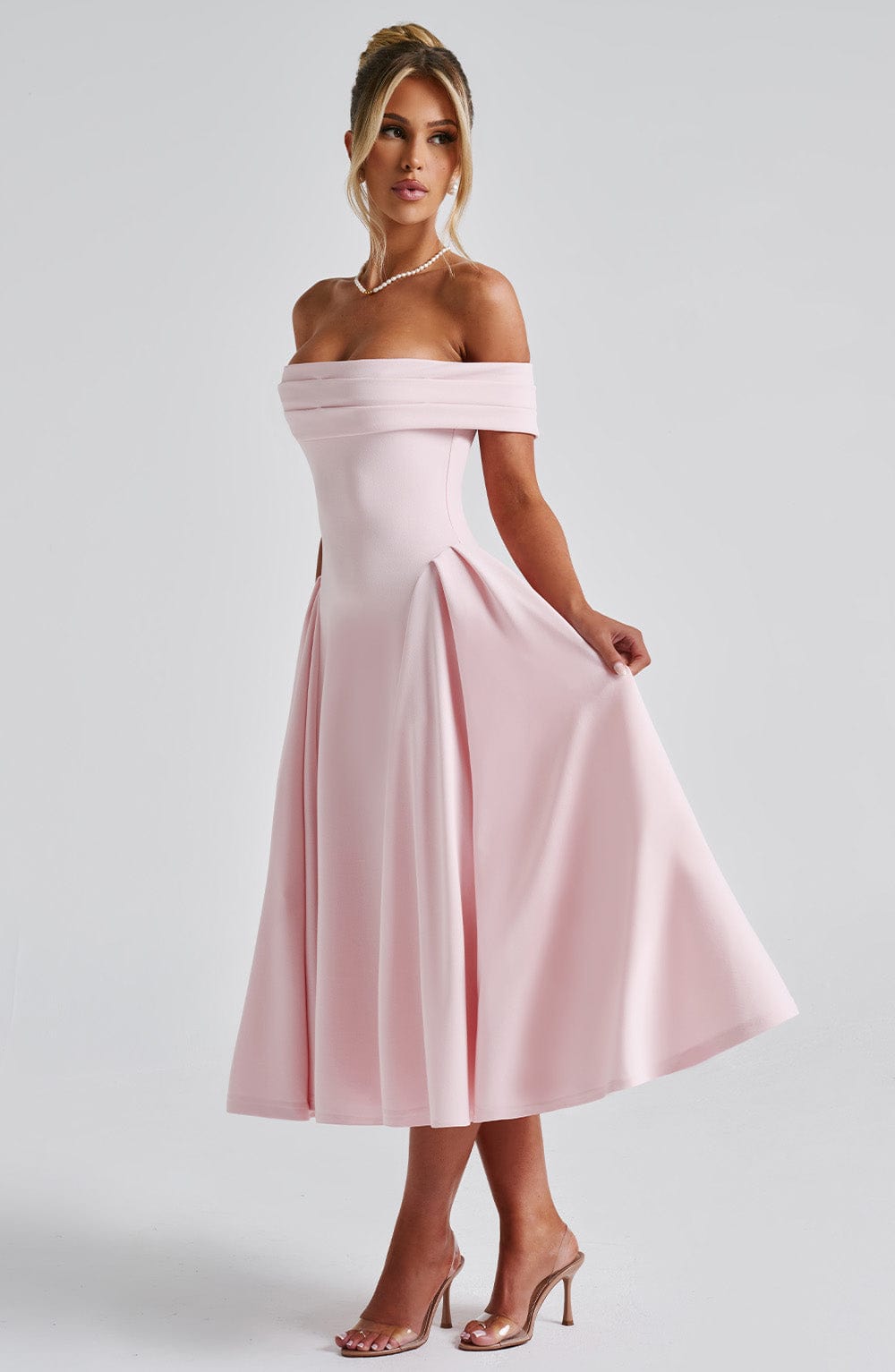 Bea Off Shoulder A Line Midi Dress