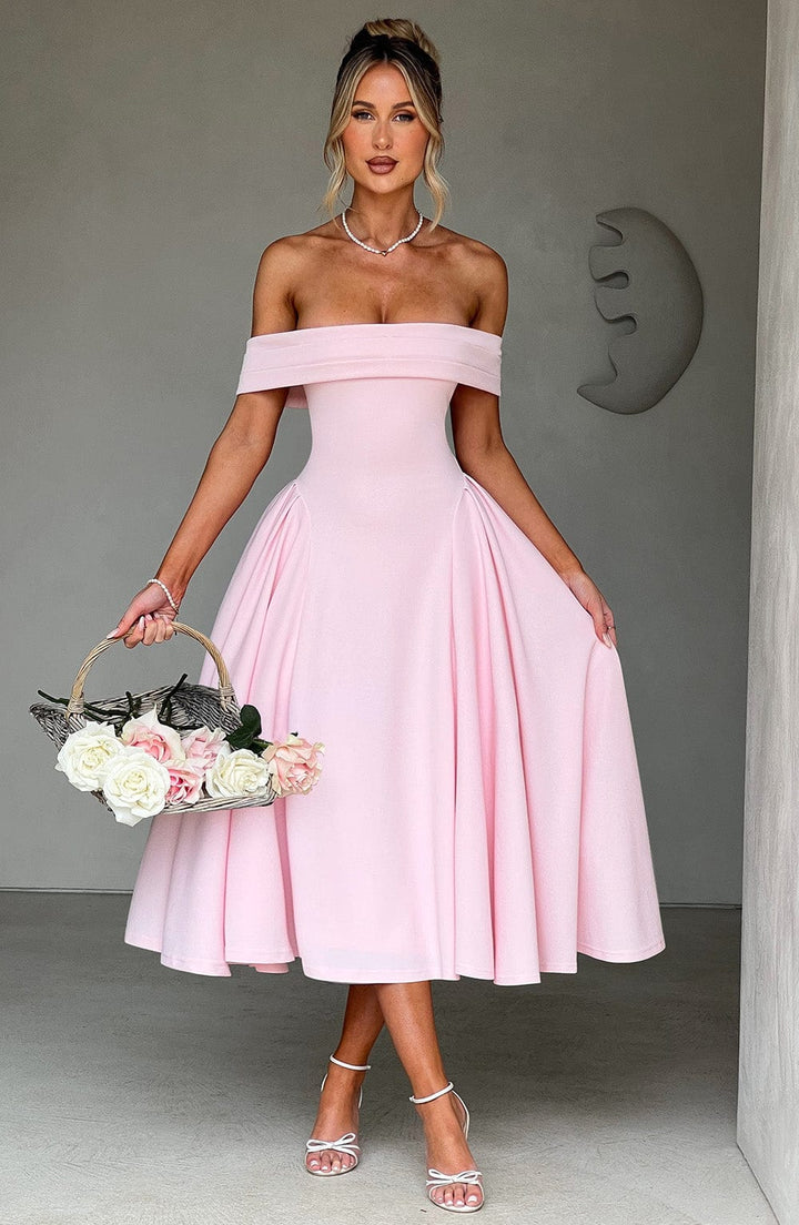 Bea Off Shoulder A Line Midi Dress