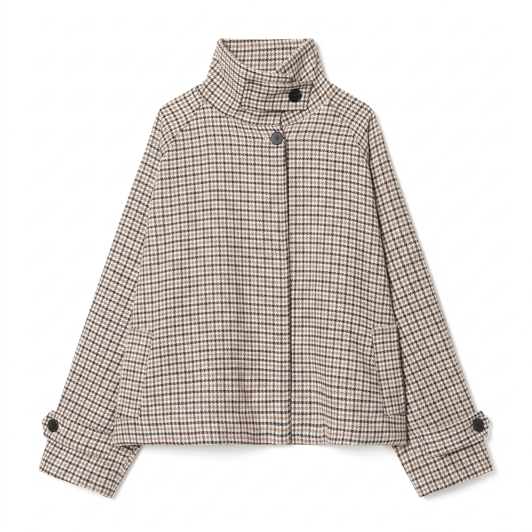 Nara Refined Check Funnel Neck Jacket