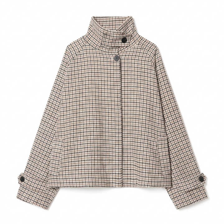 Nara Refined Check Funnel Neck Jacket