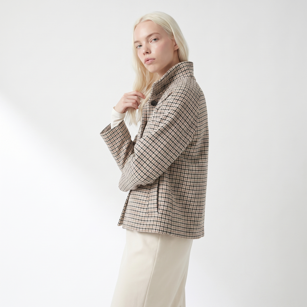 Nara Refined Check Funnel Neck Jacket