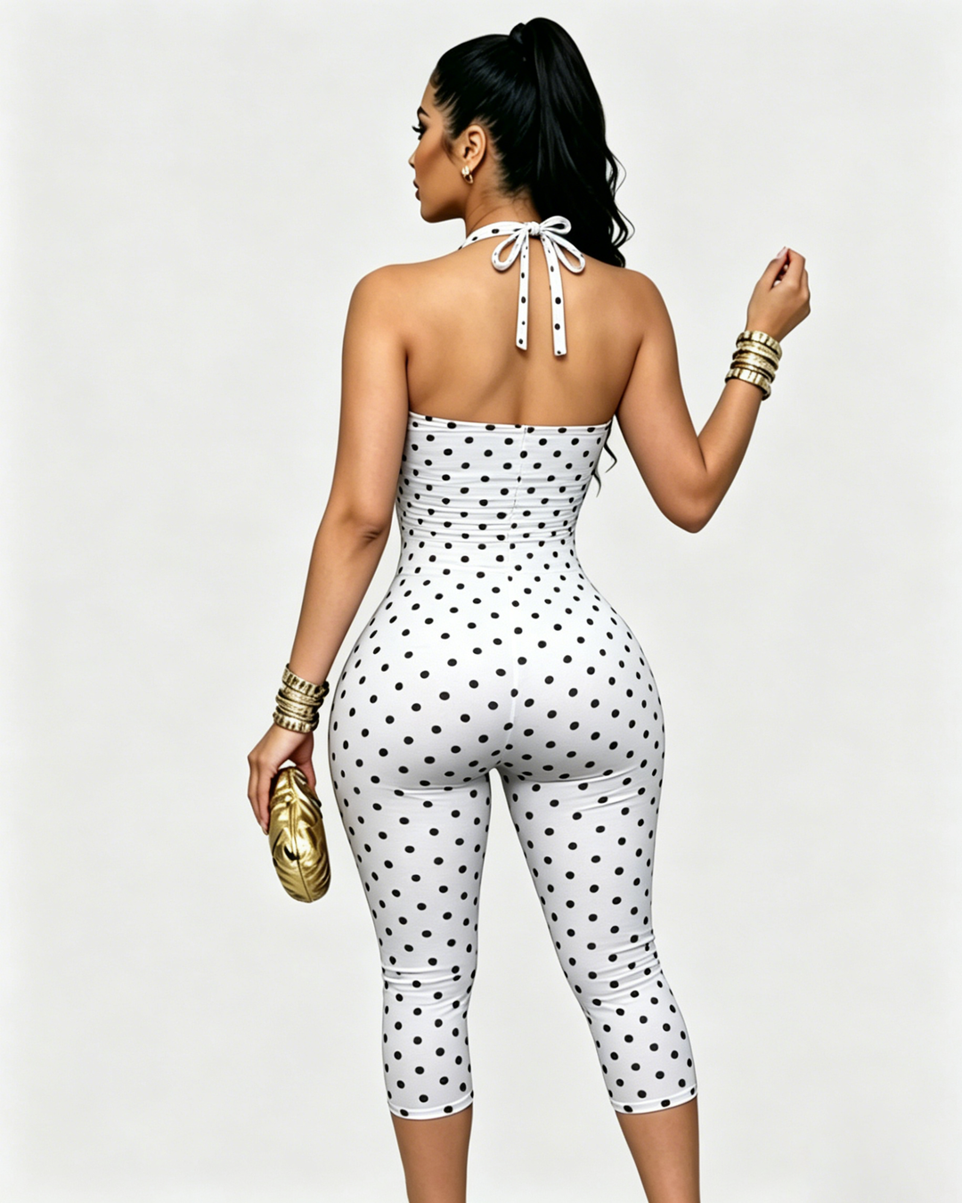 Aniya Polka Dot Capri Jumpsuit