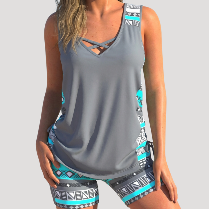 Nerida Geo Trim Tankini Set