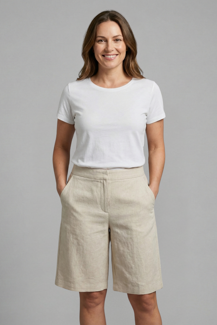 Octavia Tailored Linen Bermuda Shorts