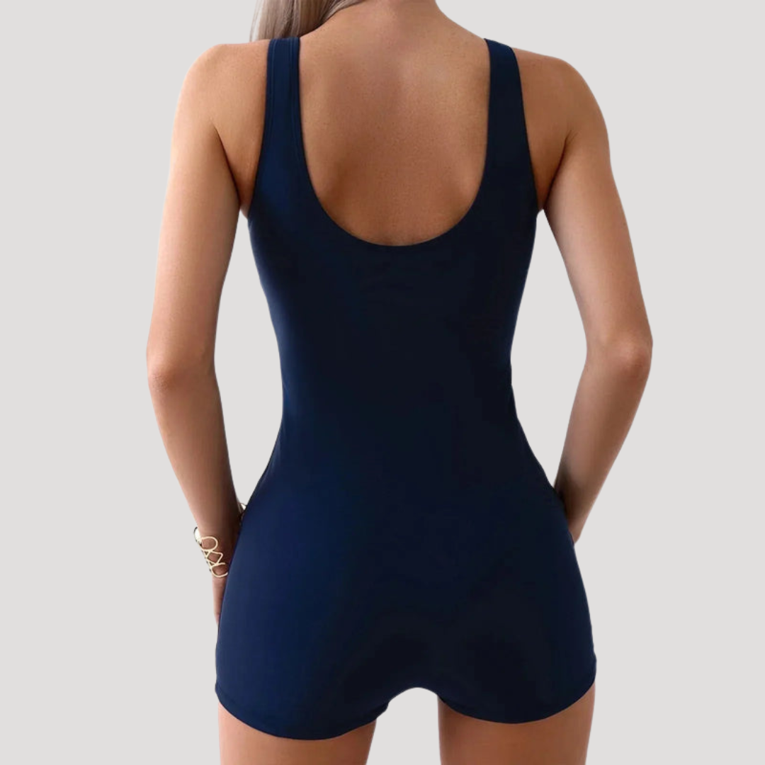 Paloma Navy Panel Swim Romper