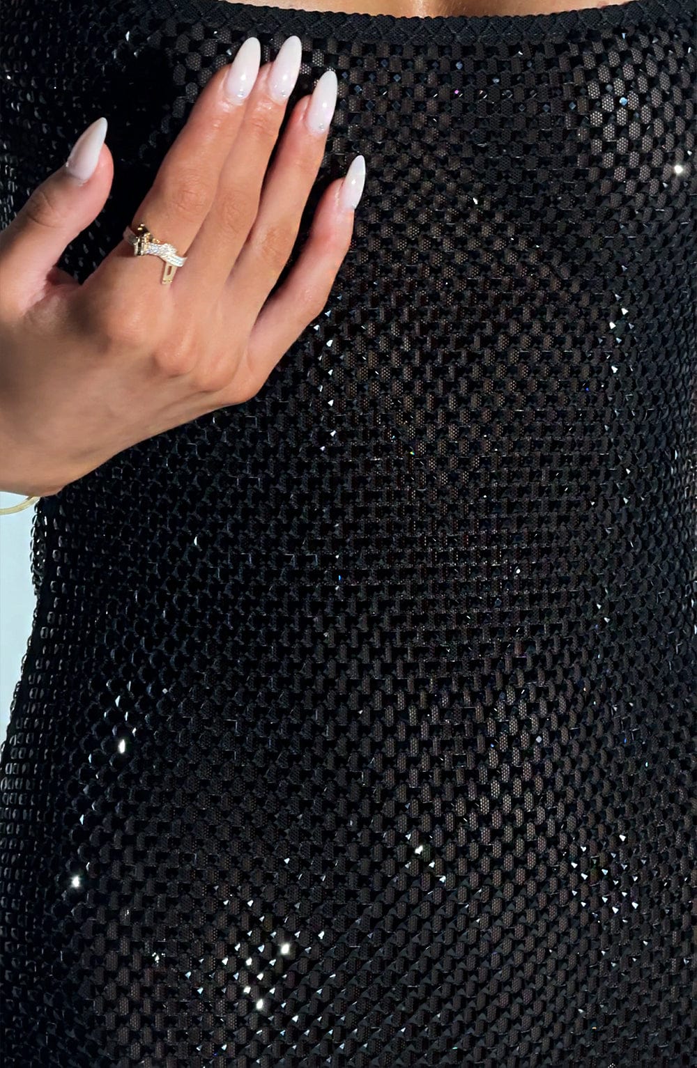 Eunice Crystal Open Back Mini Dress