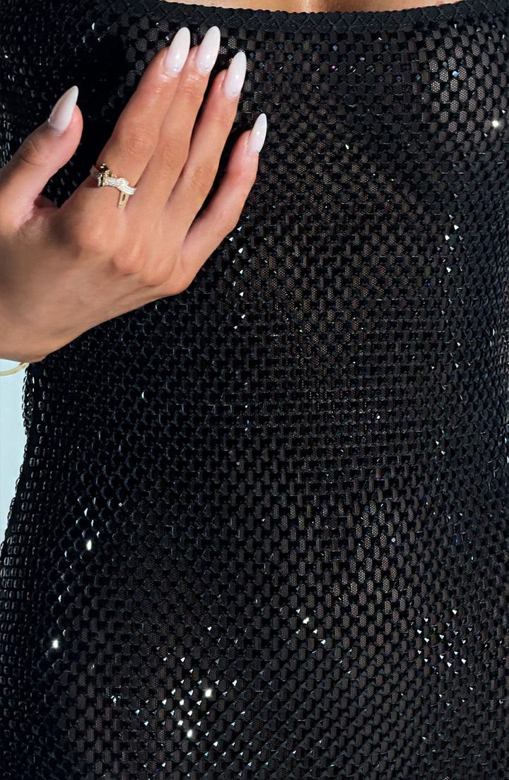 Eunice Crystal Open Back Mini Dress