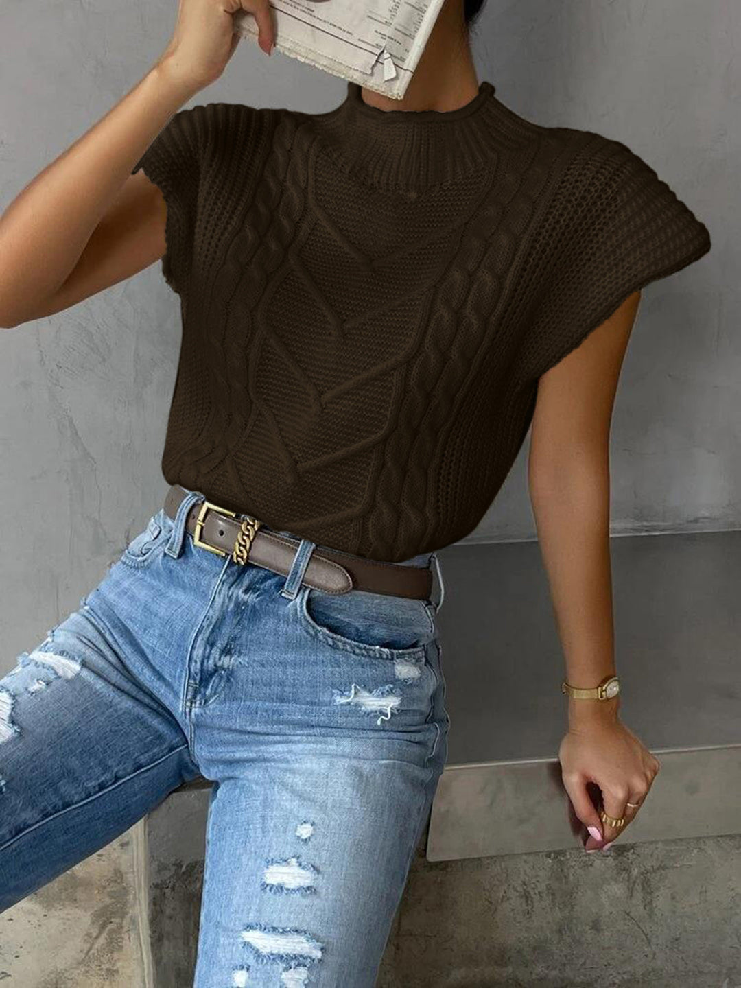 Tam Cable Sleeve Sweater Vest
