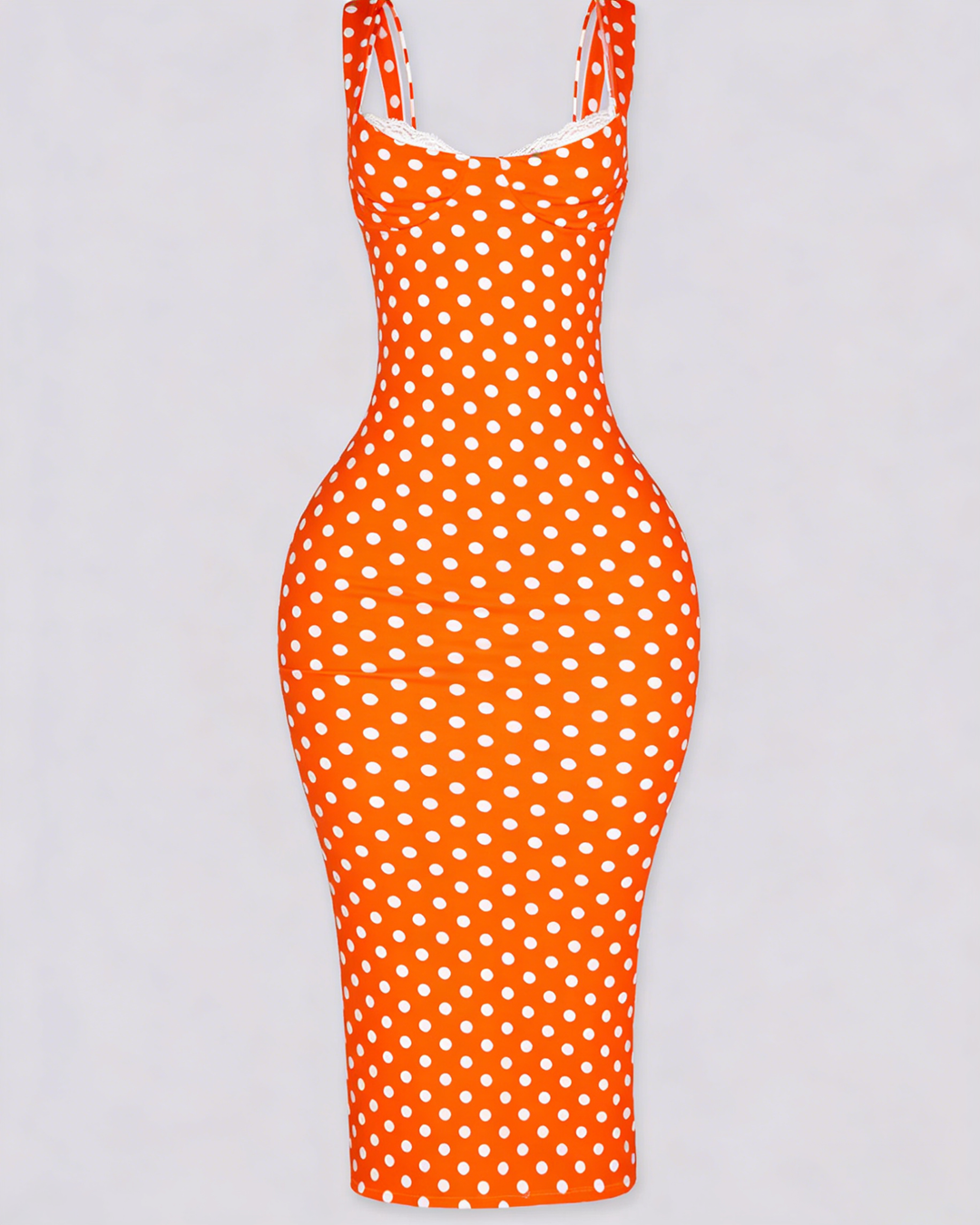 Lena Polka Dot Bodycon Midi Dress