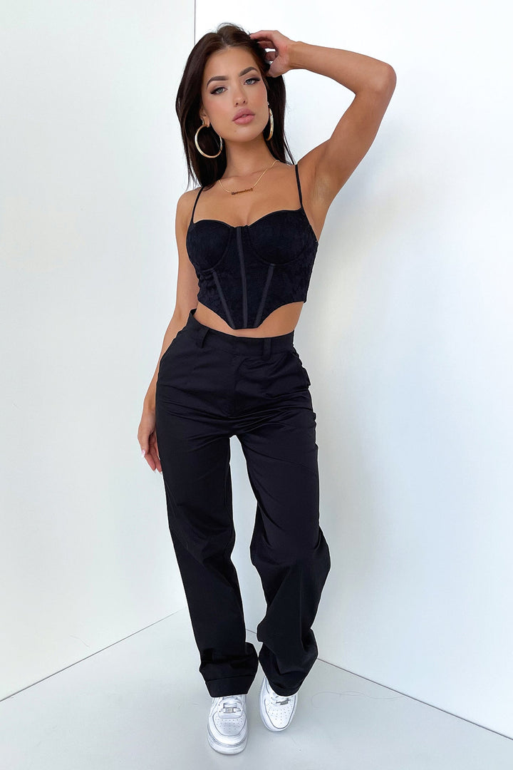 Chanel Foldover Waist Straight Leg Pants