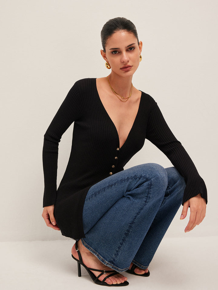 Lilias Deep V-Neck Cardigan