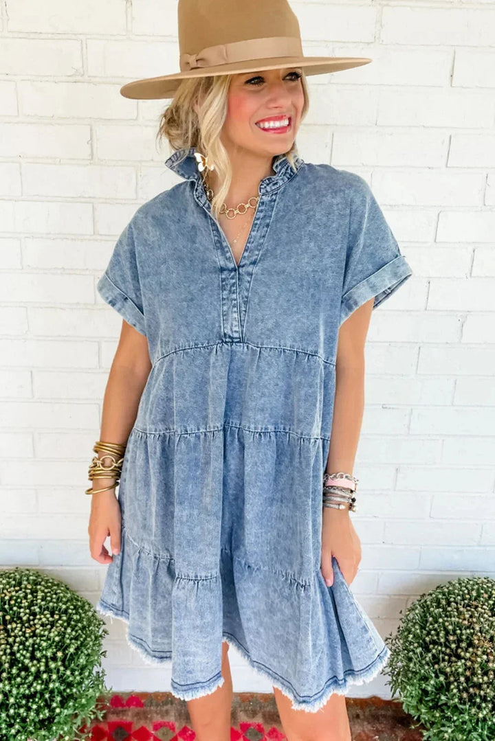 Vittoria Tiered Denim Mini Dress