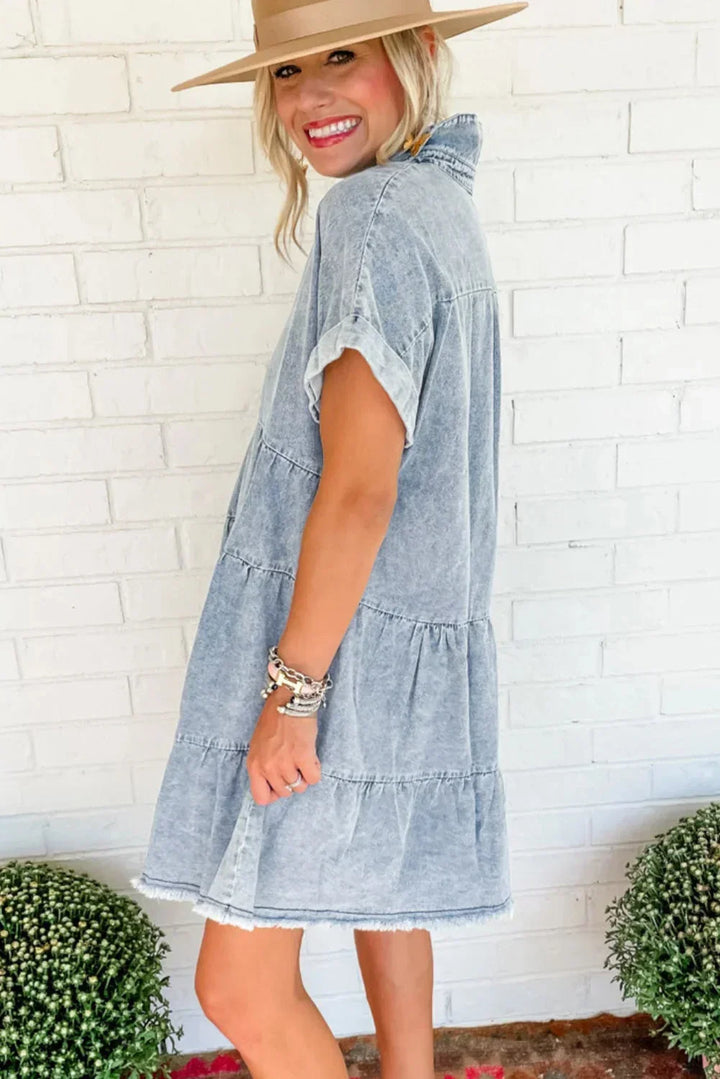 Vittoria Tiered Denim Mini Dress