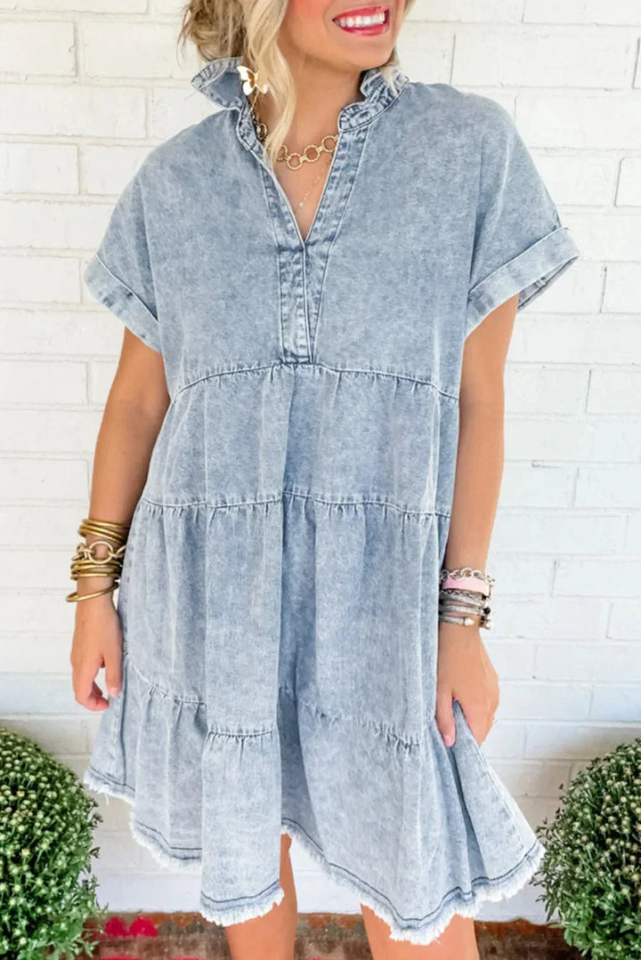 Vittoria Tiered Denim Mini Dress