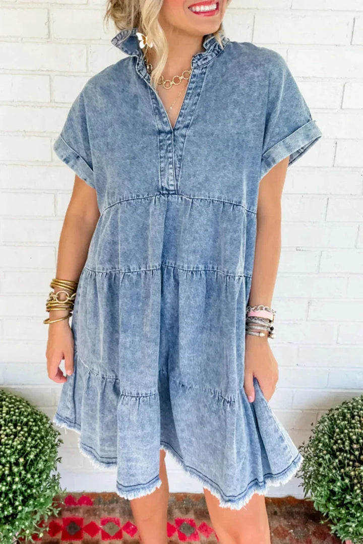 Vittoria Tiered Denim Mini Dress