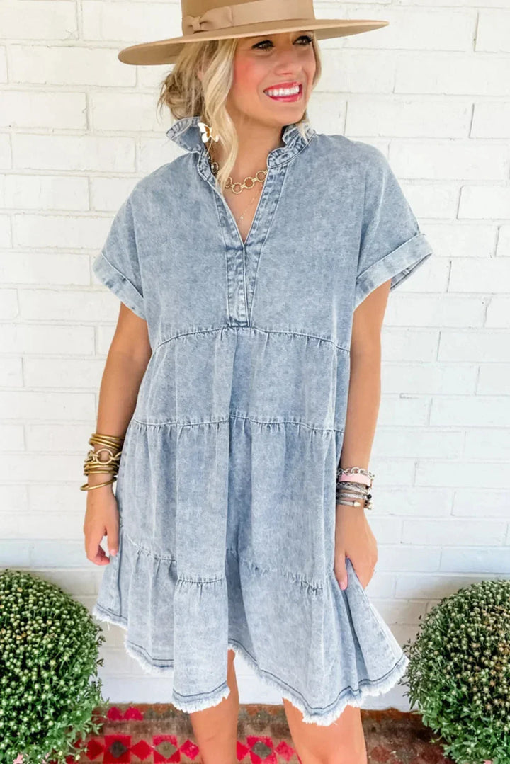 Vittoria Tiered Denim Mini Dress