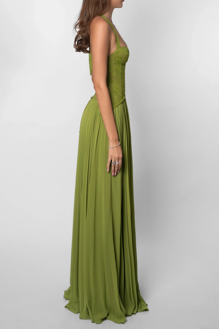 Valerisse Pleated Halter Maxi Dress