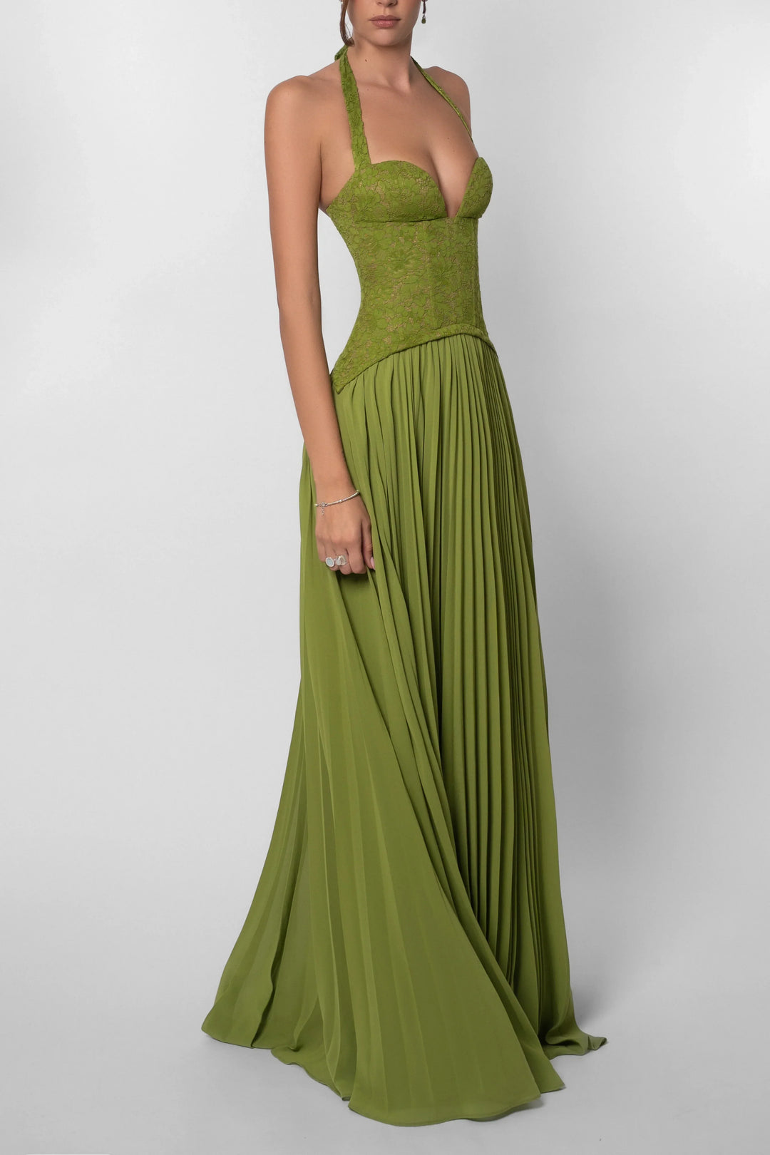 Valerisse Pleated Halter Maxi Dress