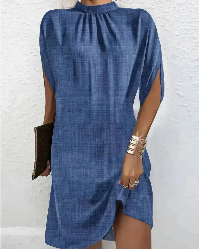 Alessandra Draped Denim Mini Dress