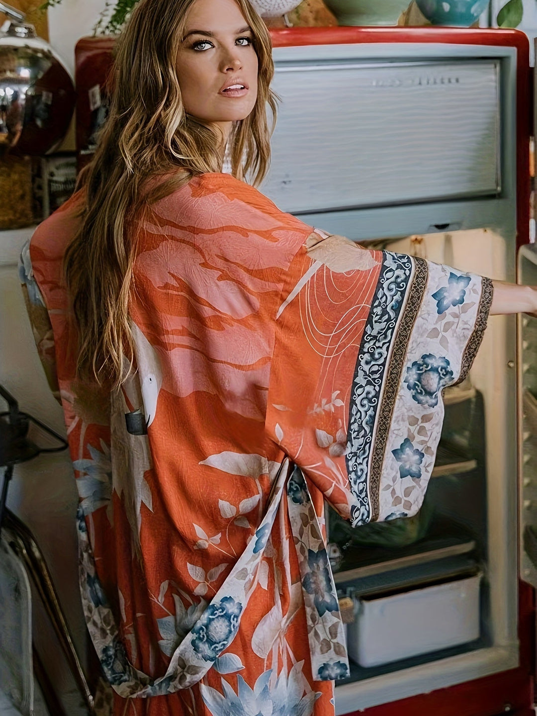 Romaine Sienna Mosaic Kimono Cover-Up