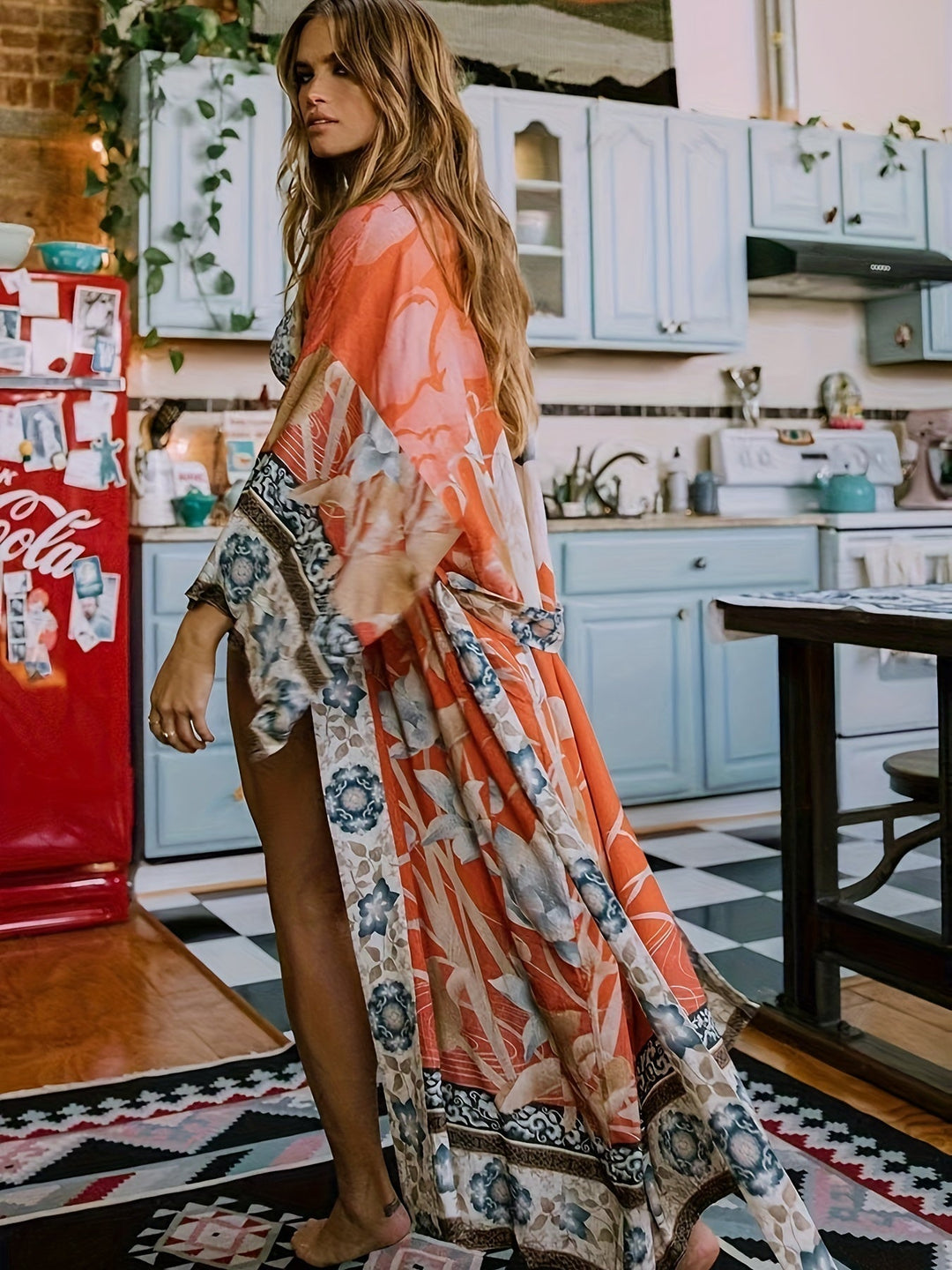 Romaine Sienna Mosaic Kimono Cover-Up